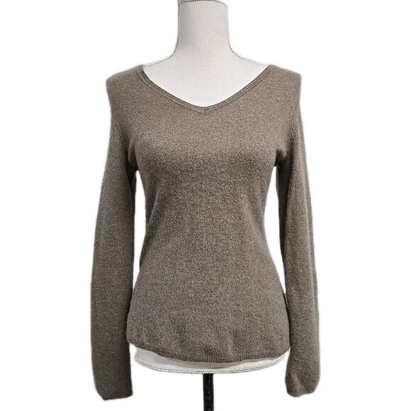 Charter Club 2-Ply 100% Cashmere V-Neck Sweater  Light Brown Soft  Women’s Sz M - Picture 1 of 8